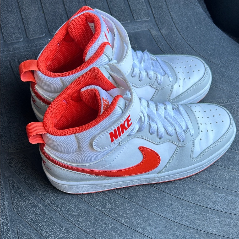 Nike White and Orange High-Top Sneakers - Picture 3 of 9